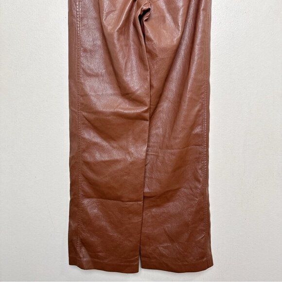 Aritzia Womens Babaton 00 Agency Vegan Leather Pant In Cognac Color - Picture 14 of 15